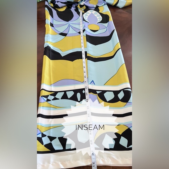 Fashion Nova Abstract-Print Wide-Leg Pants Set in Lime & Aqua - Picture 8 of 8